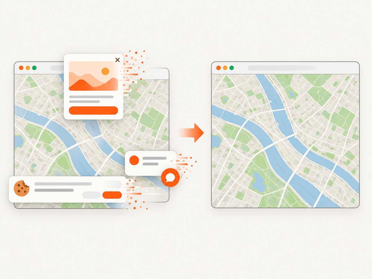 Remove page overlays before measuring or capturing the map.