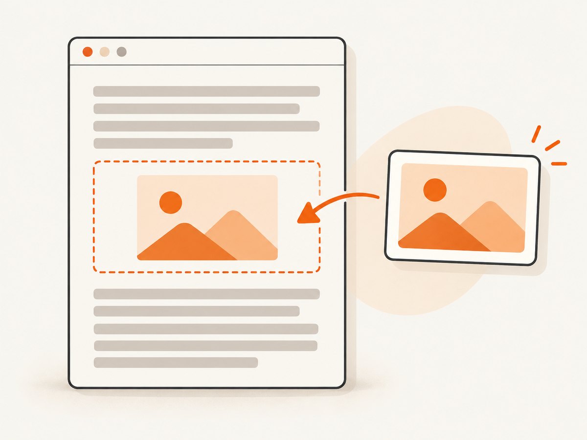 A body image appears at its insertion point; a featured image is configured separately.