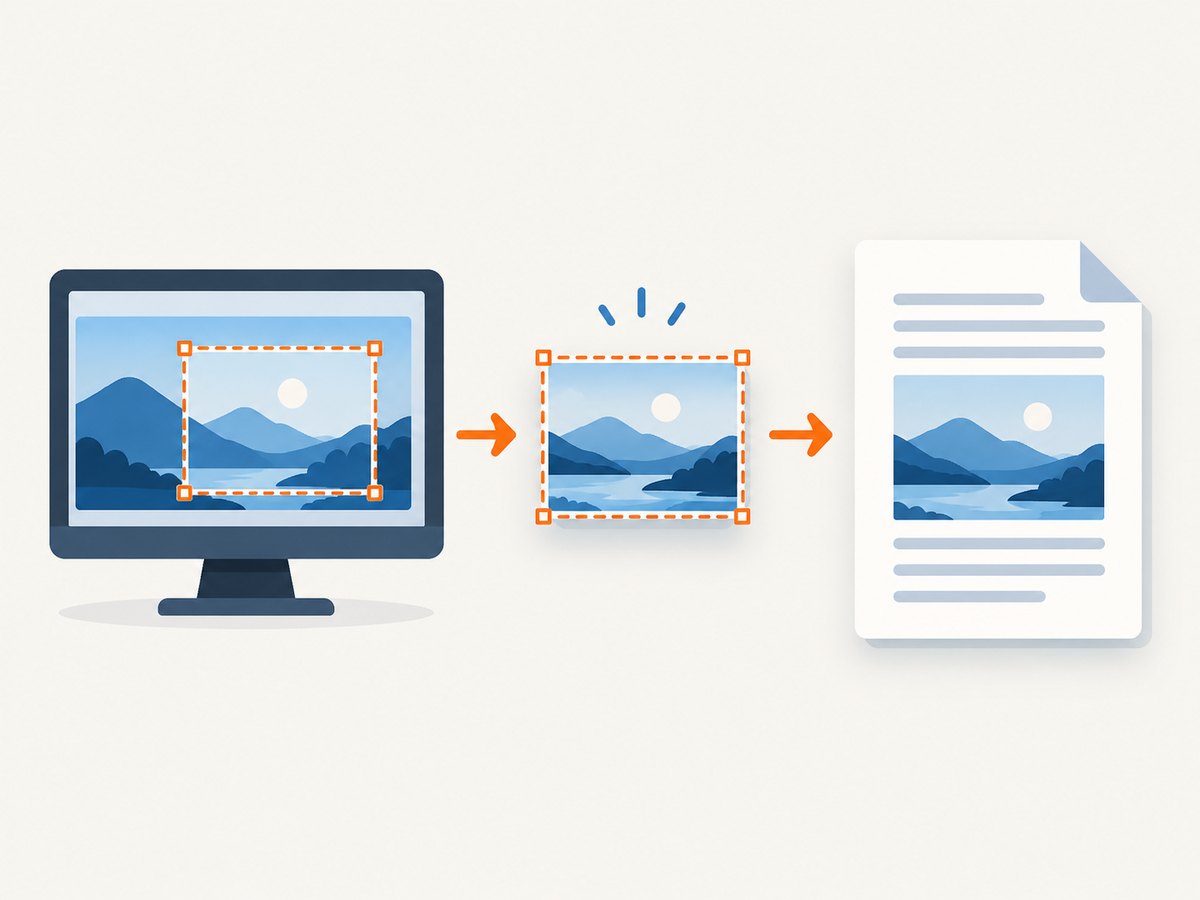 The Word workflow: choose a window or region, then place the capture at the insertion point.