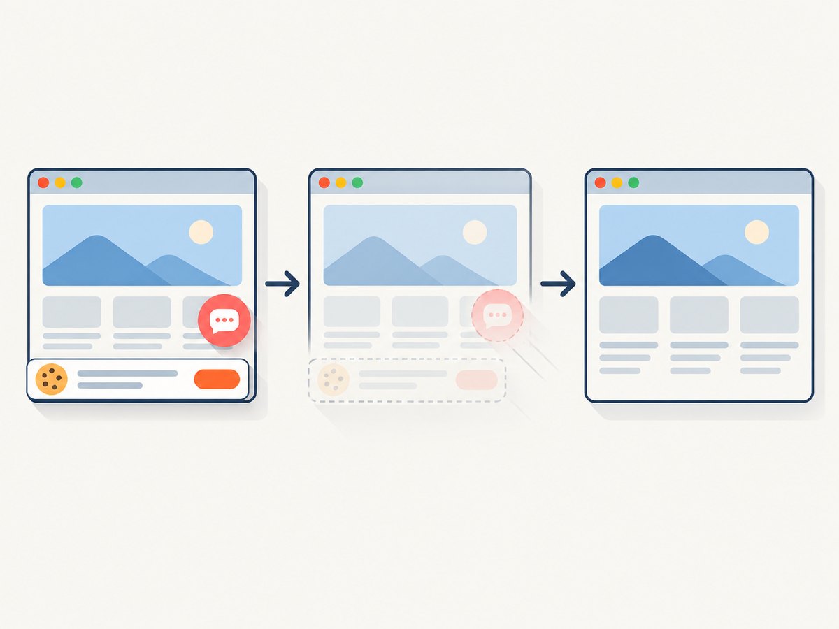 ScreenshotNeo removes common consent banners, popups and chat widgets before capture.