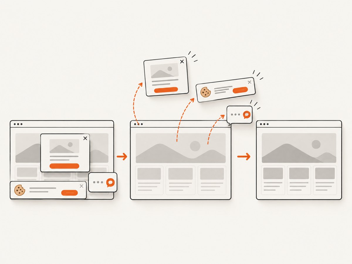 Removing overlays before capture keeps the image focused on the page content.
