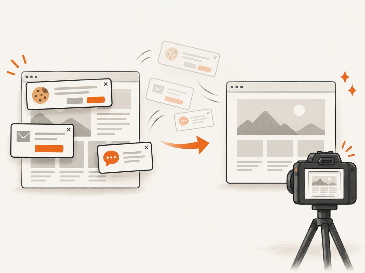 Cleaning overlays before capture produces a more useful attachment for review and reporting.