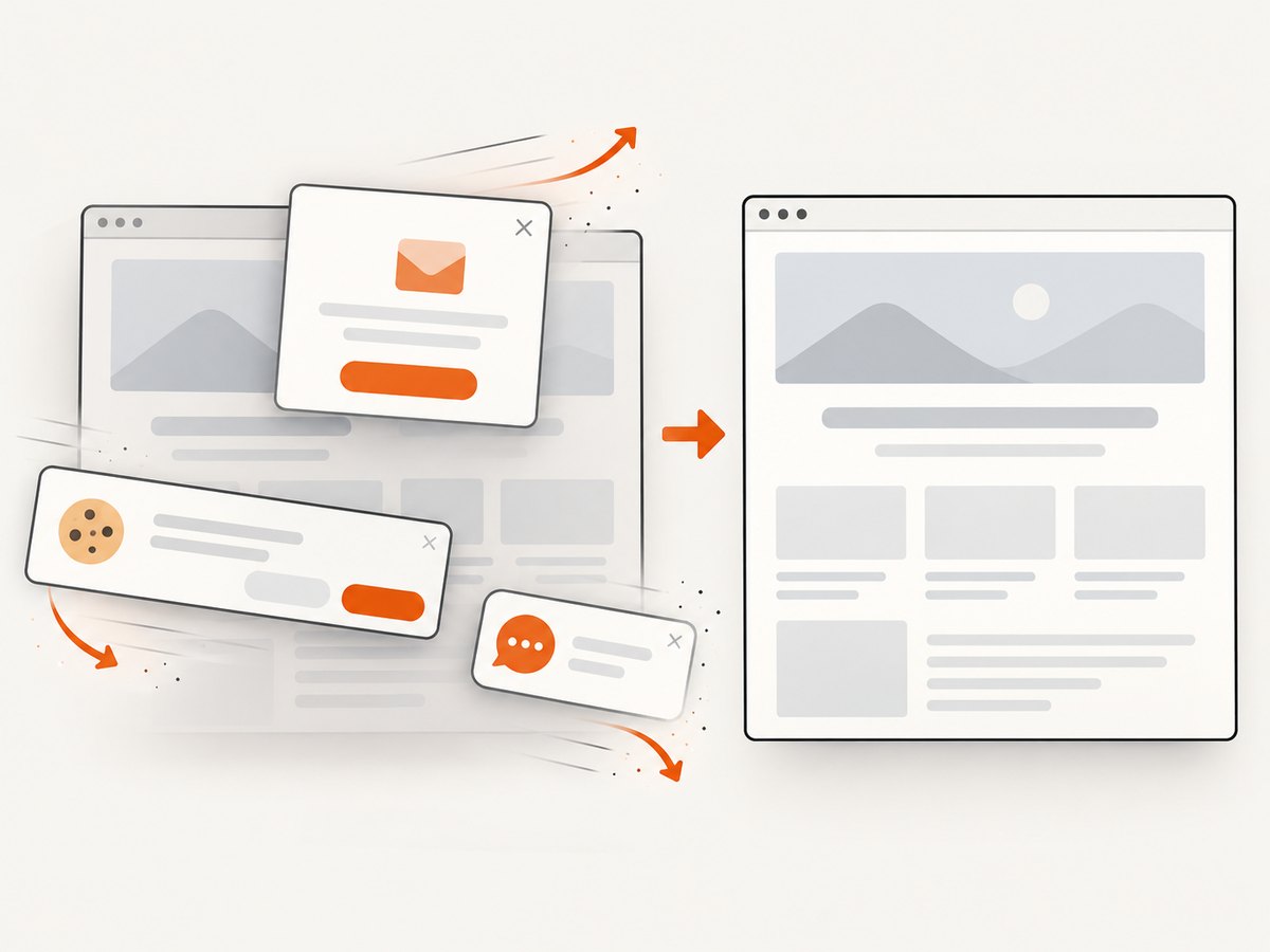 Visual capture can remove common overlays before producing a page screenshot.