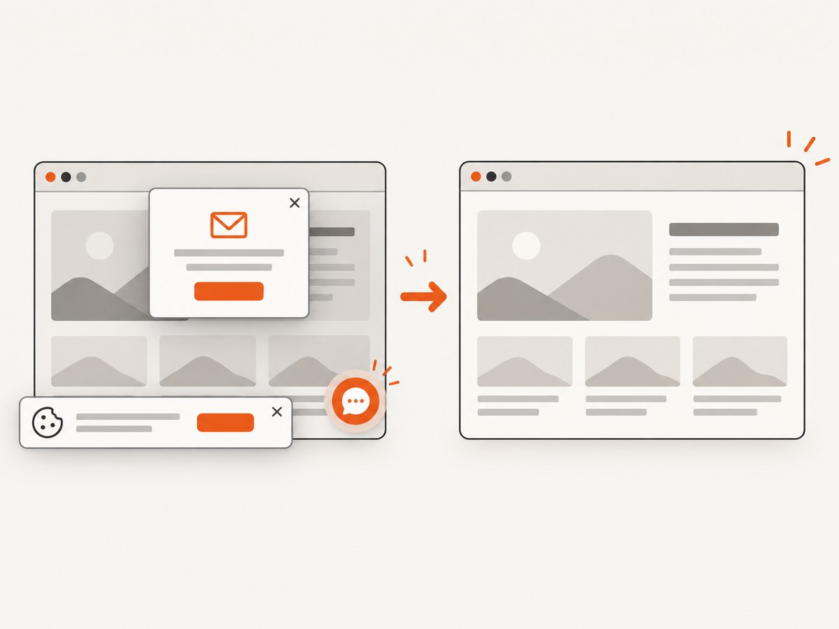 Cleaning page distractions before capture gives an agent a more useful visual observation.