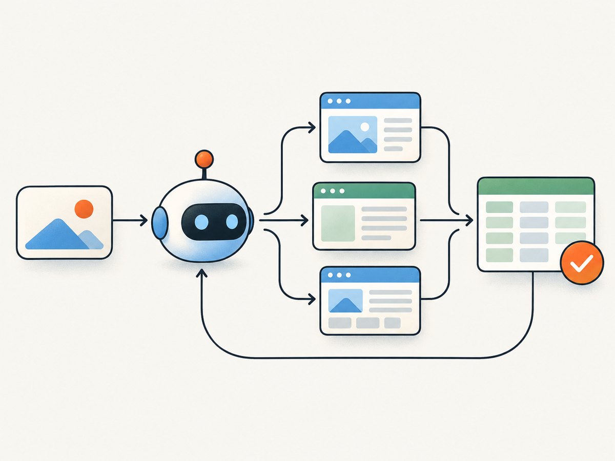 An agent turns a goal into browser actions, but the application still needs to validate the result.