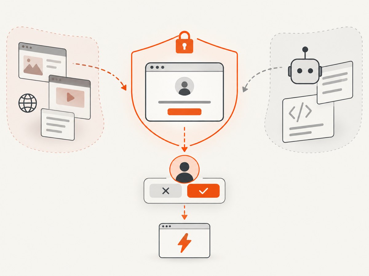 Limit browser permissions and require confirmation before high-impact actions.