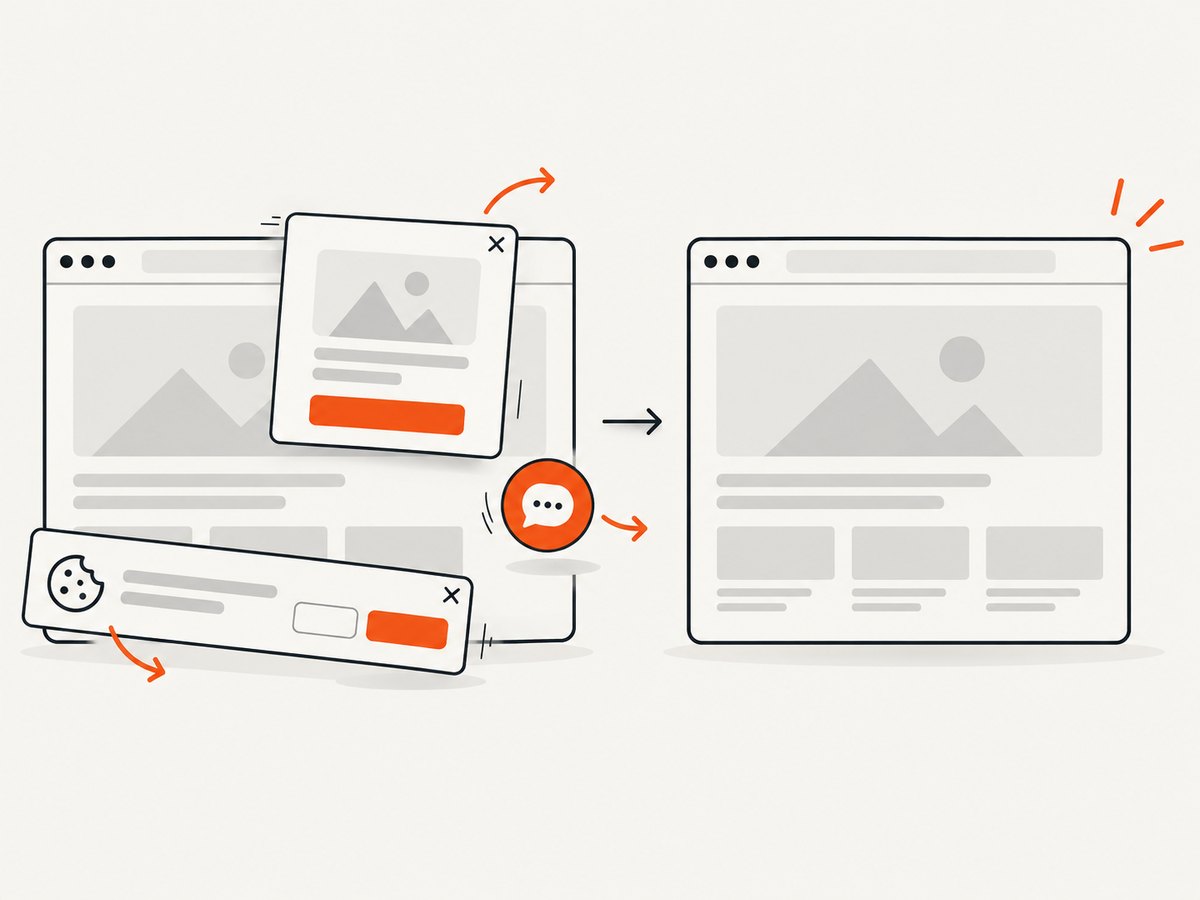 A clean capture removes distracting consent and overlay elements before the image is billed.