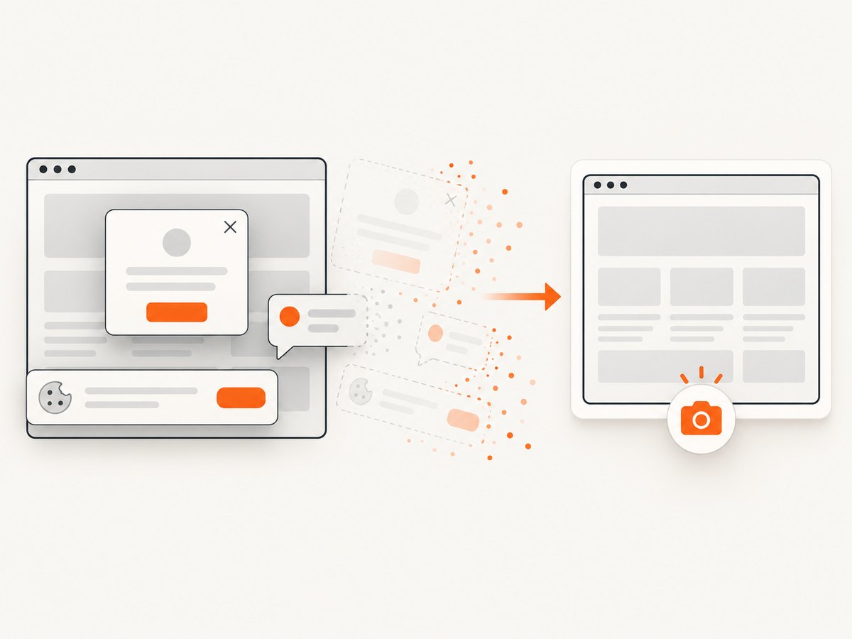 A clean capture removes common overlays before the image is returned.