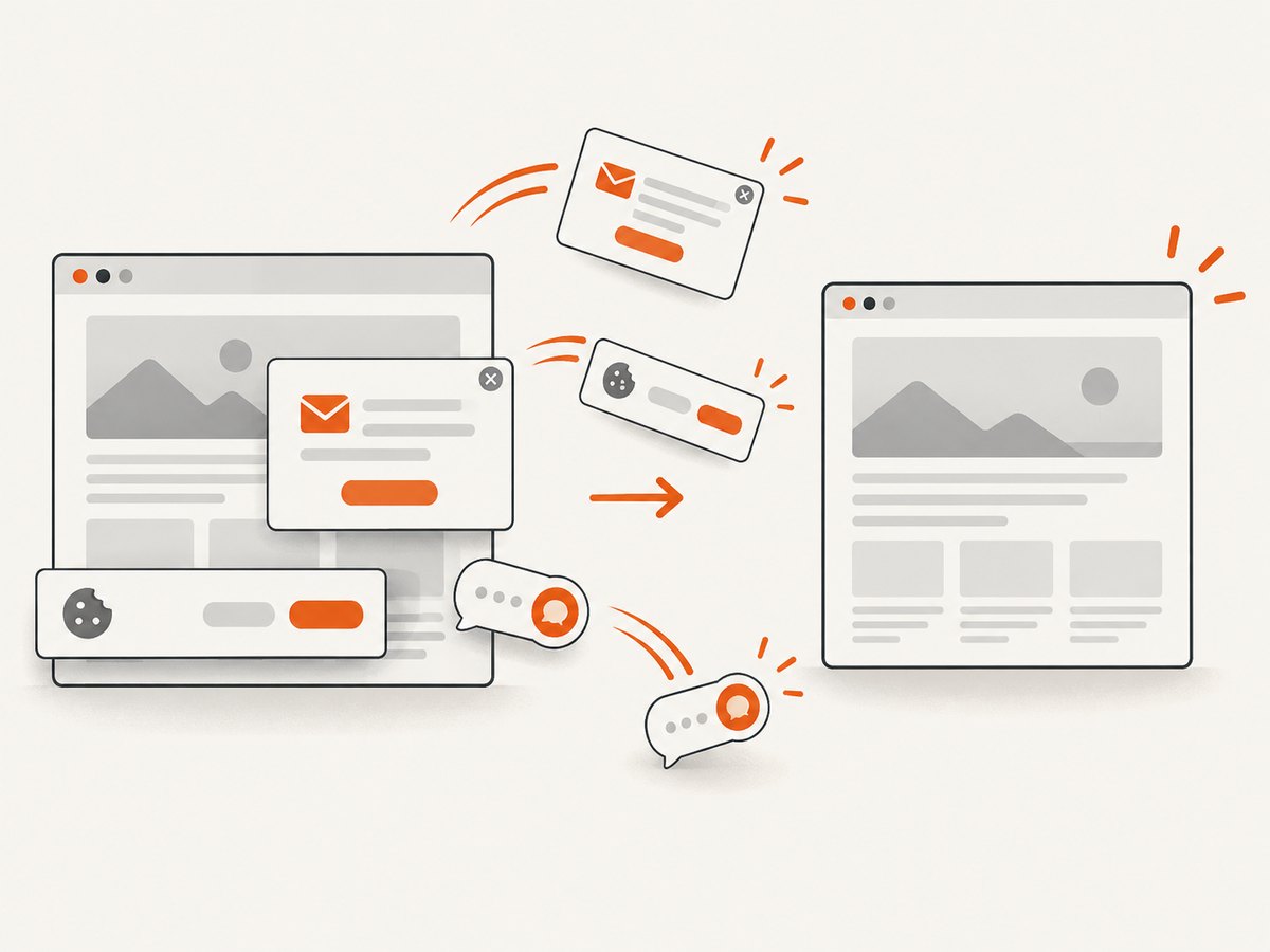 For web pages, a capture service can clear common overlays before rendering the final image.