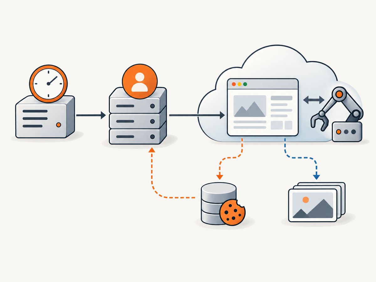 A useful architecture model separates browser commands from profile state and rendered data.