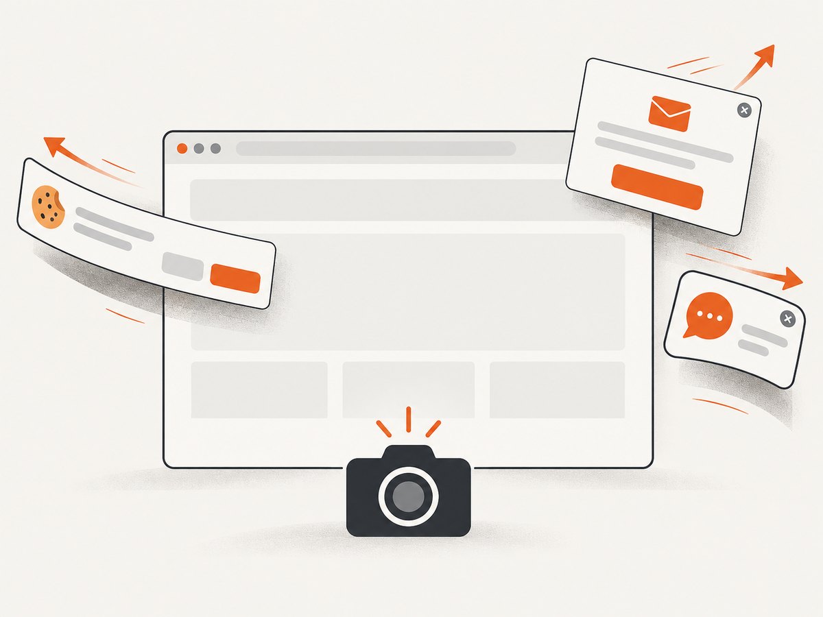 Consent banners and overlays can be cleared before an automated capture.