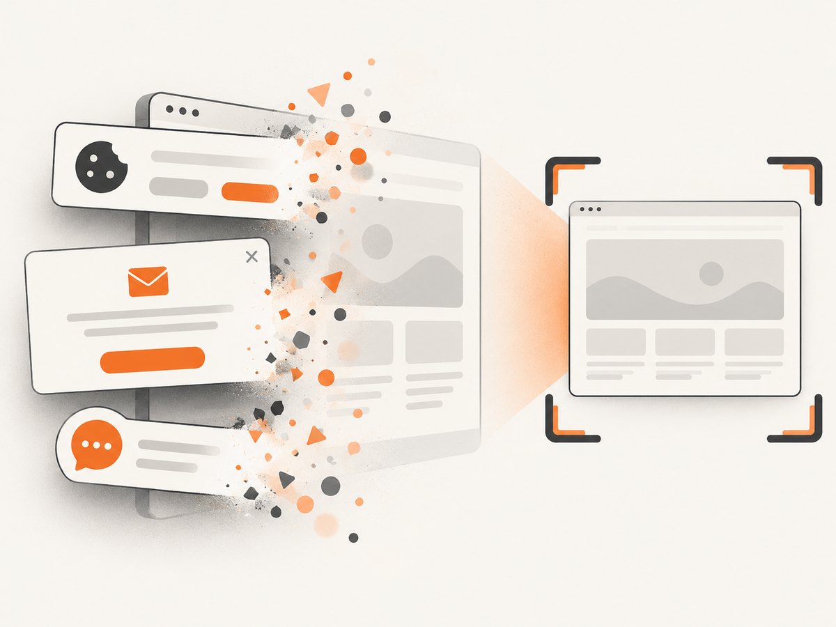 Overlay removal can determine whether the captured page is actually usable.