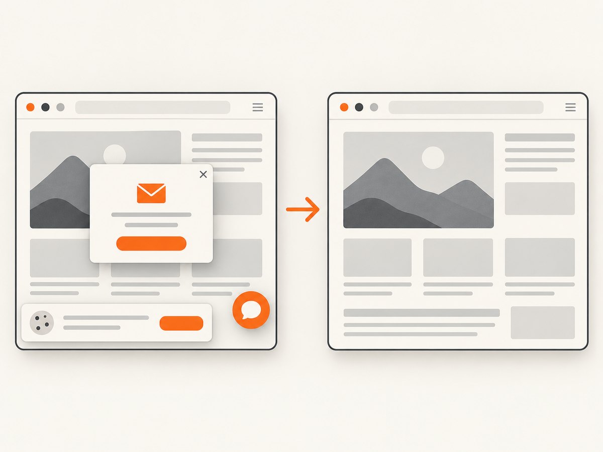 ScreenshotNeo removes common consent banners, popups, and chat widgets before web capture.