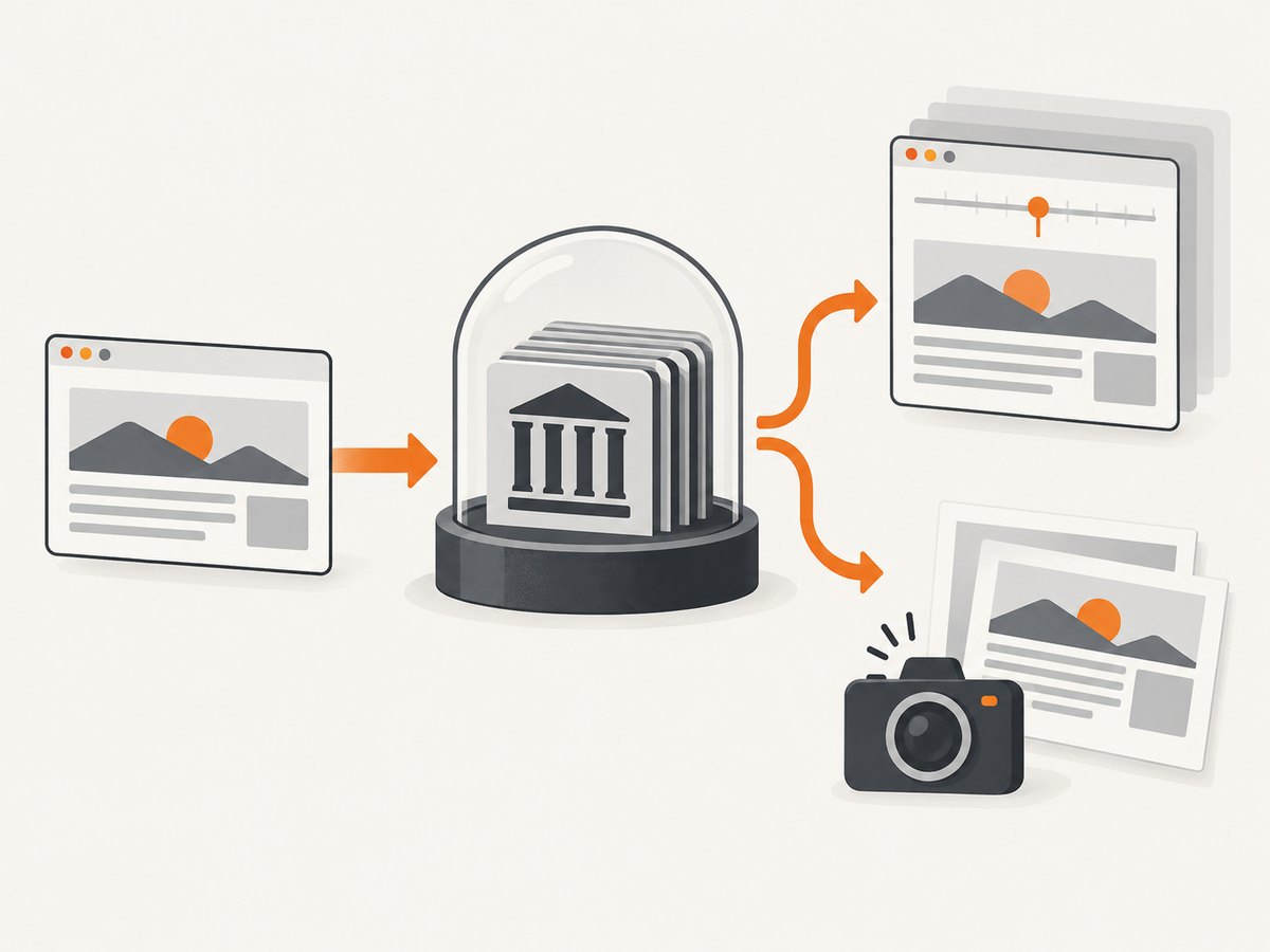 A replayable archive and a screenshot preserve different parts of the same news-page record.