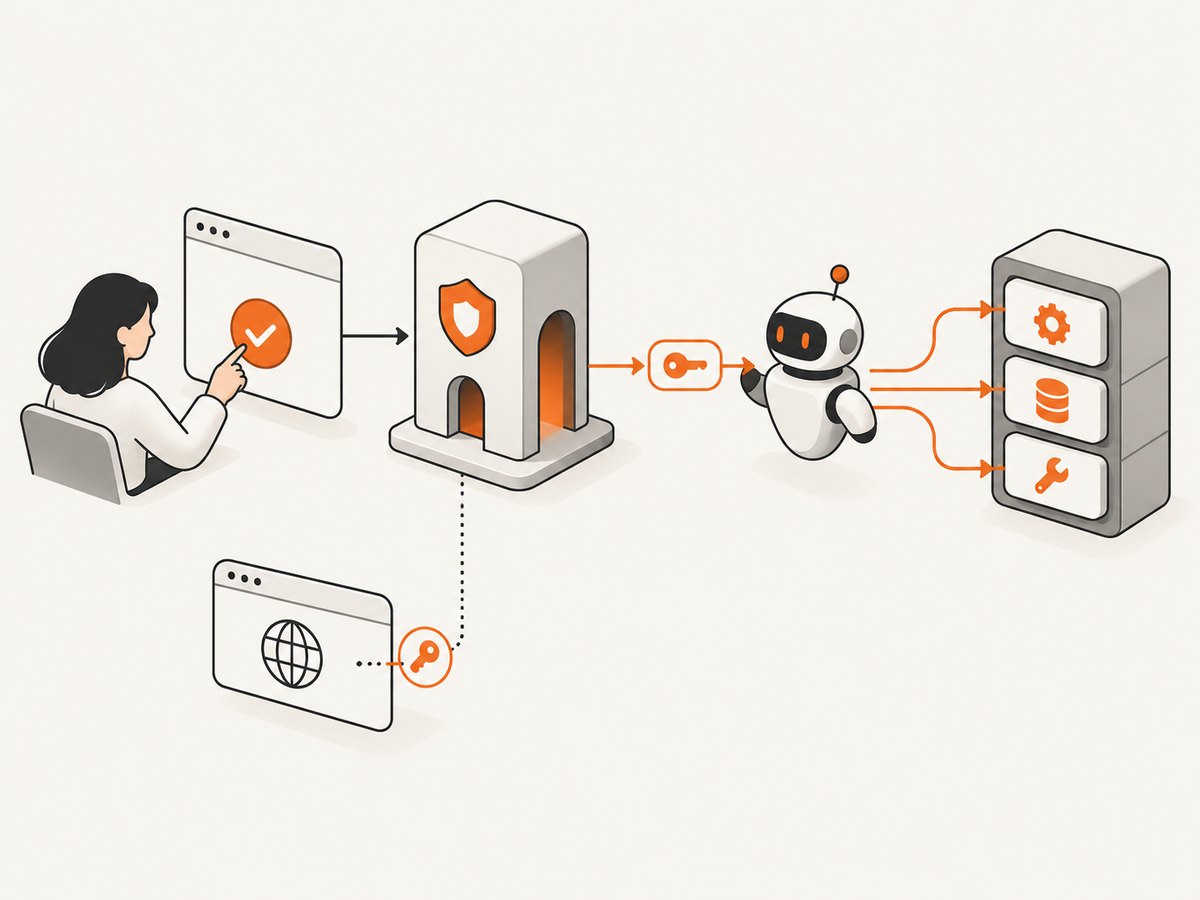 Auth0 login grants access to the protected MCP server, while Browser Run uses a separate Cloudflare token.