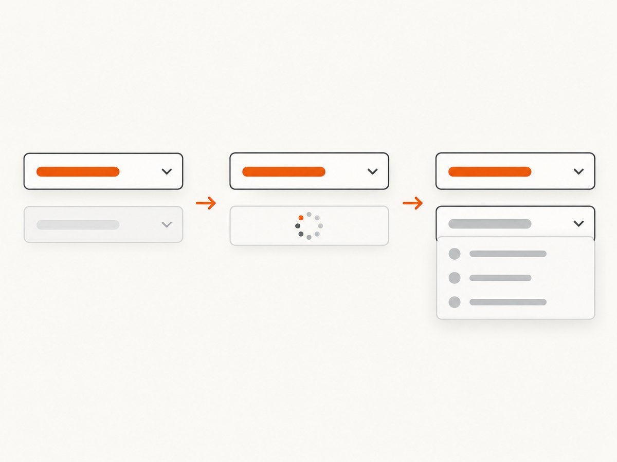 A reliable cascade waits for the child options to become ready before selecting the next value.