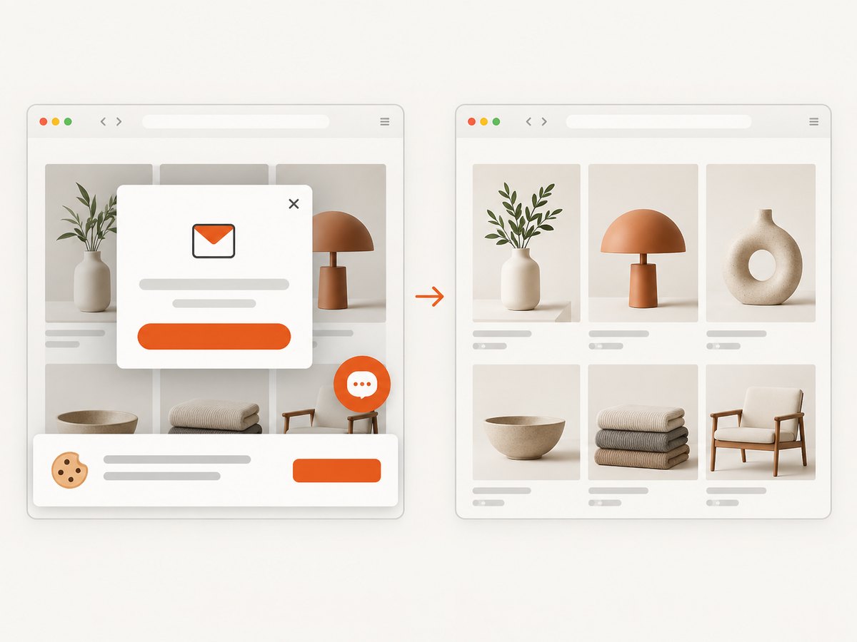 Clean previews remove consent banners, popups, and chat widgets before the image is captured.
