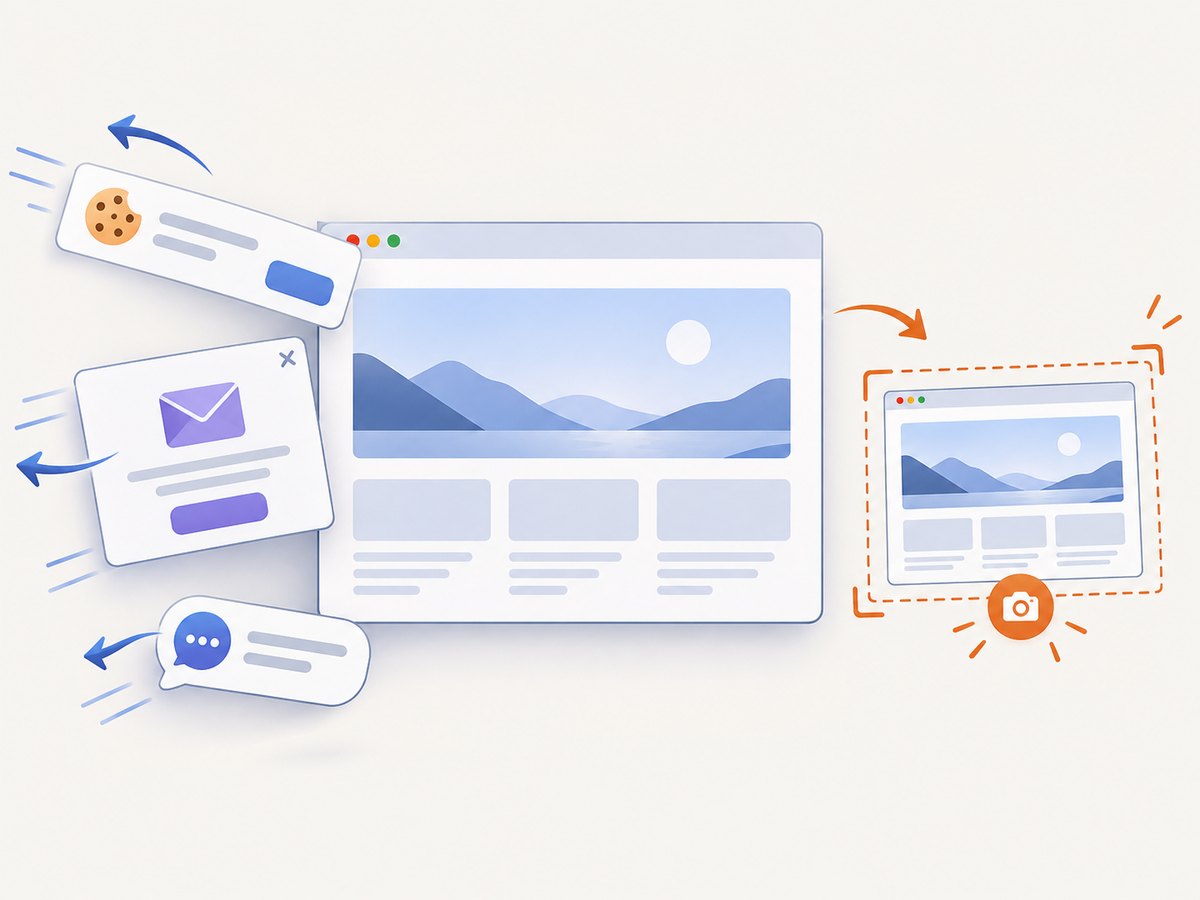Consent elements and overlays can be handled before the final capture.
