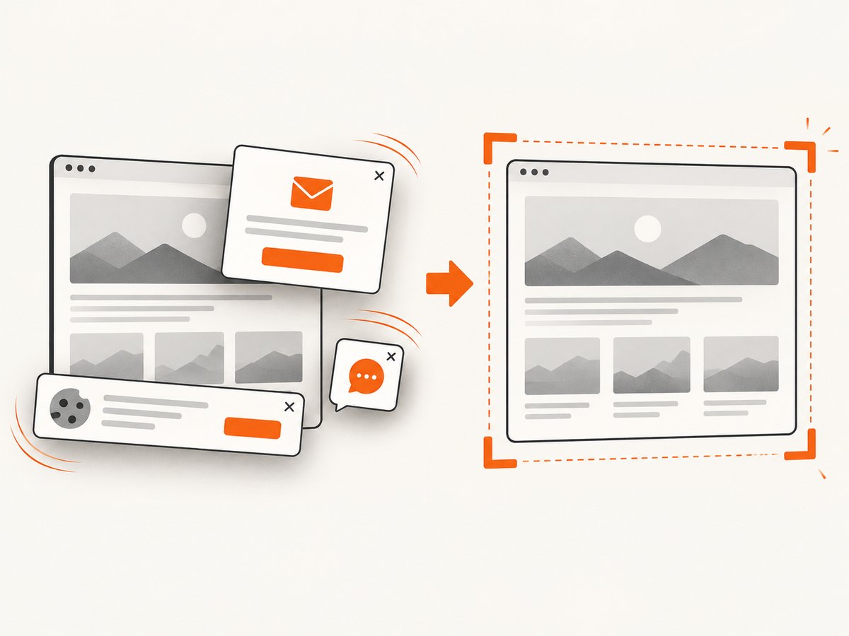 Cleanup and capture settings determine what appears in the final image.