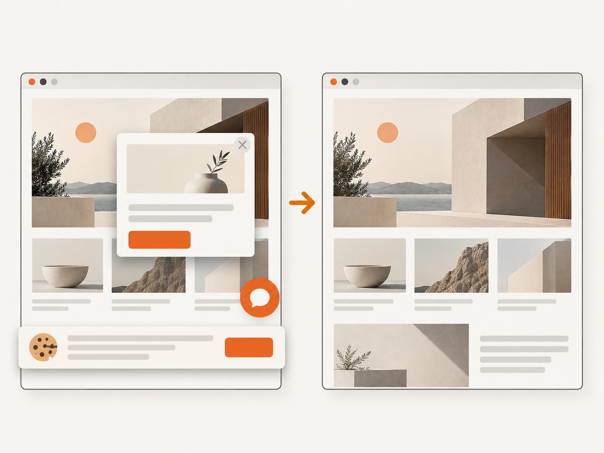 Removing overlays before capture keeps automated screenshots focused on page content.