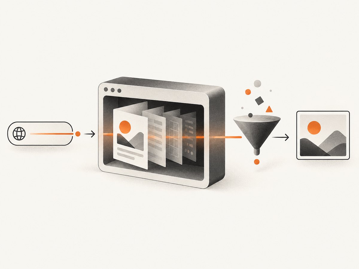The thumbnail pipeline: navigate, render, wait, capture, and store.