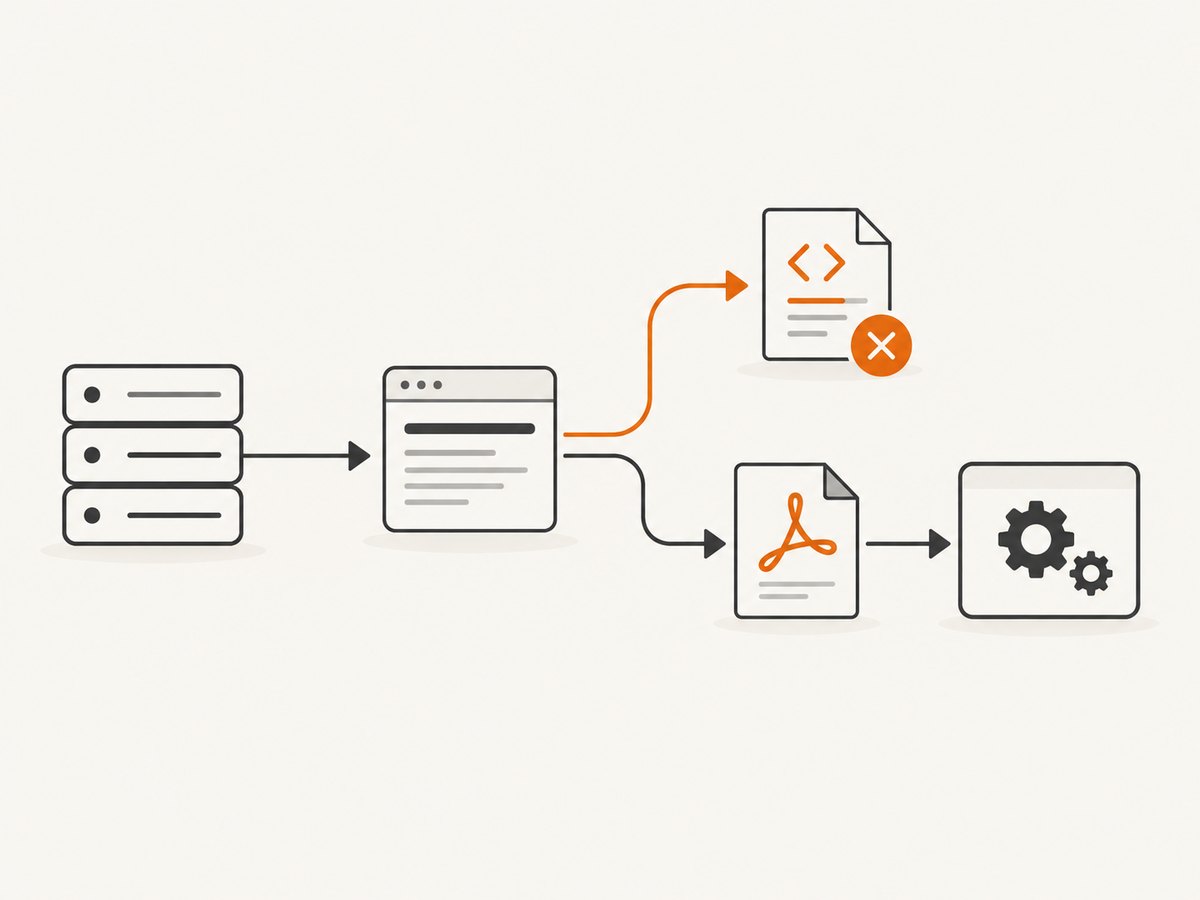 Separate HTTP status handling from PDF conversion so error payloads never reach the parser.