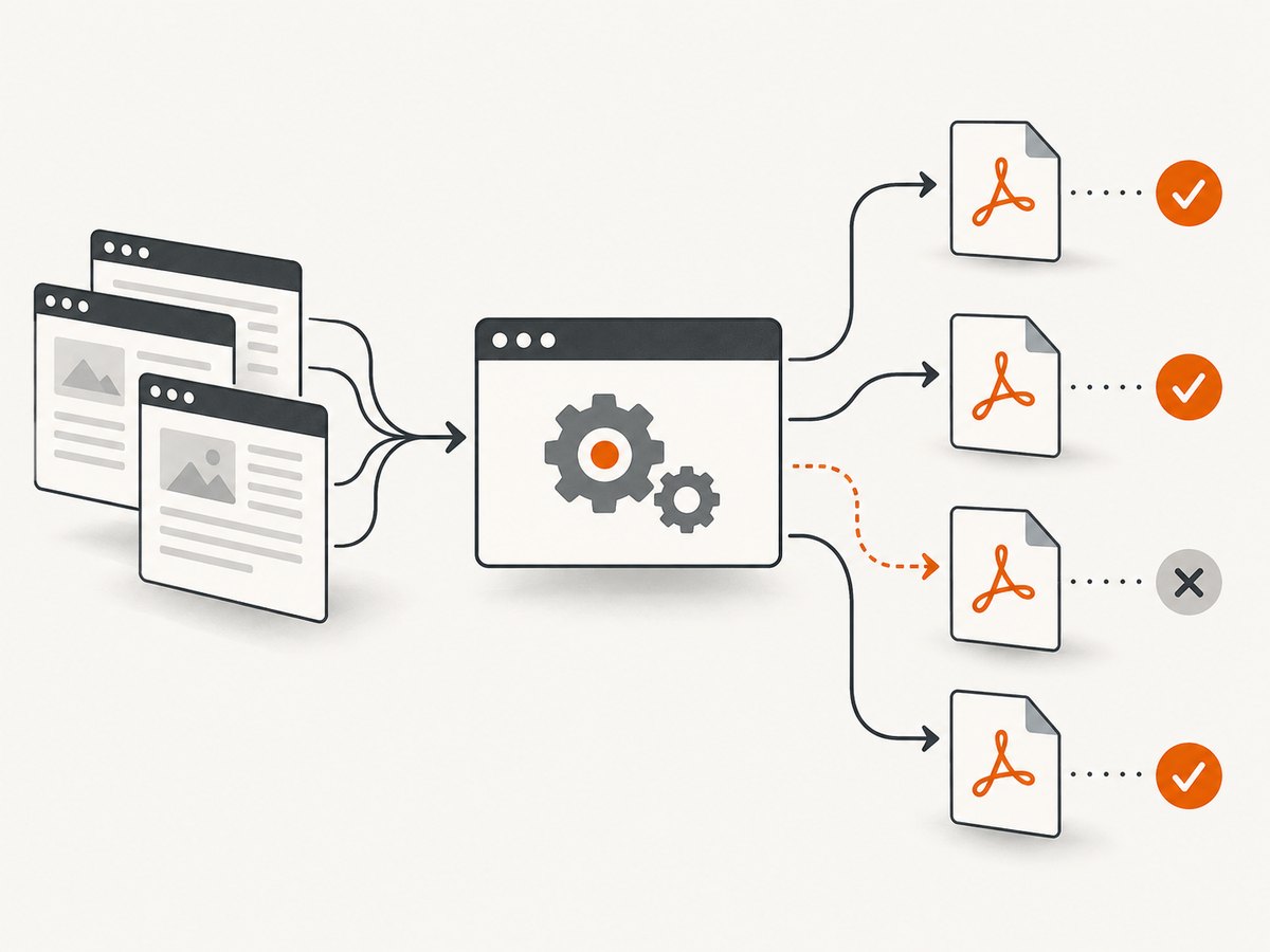 A batch workflow should preserve each item’s result so one failed page does not hide successful conversions.