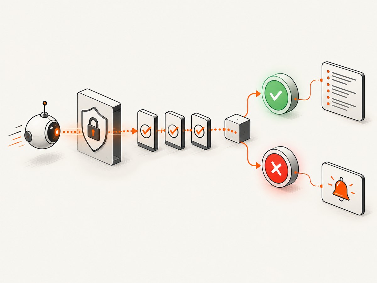 A synthetic check sends a request, validates the response, and routes a useful alert when the workflow fails.