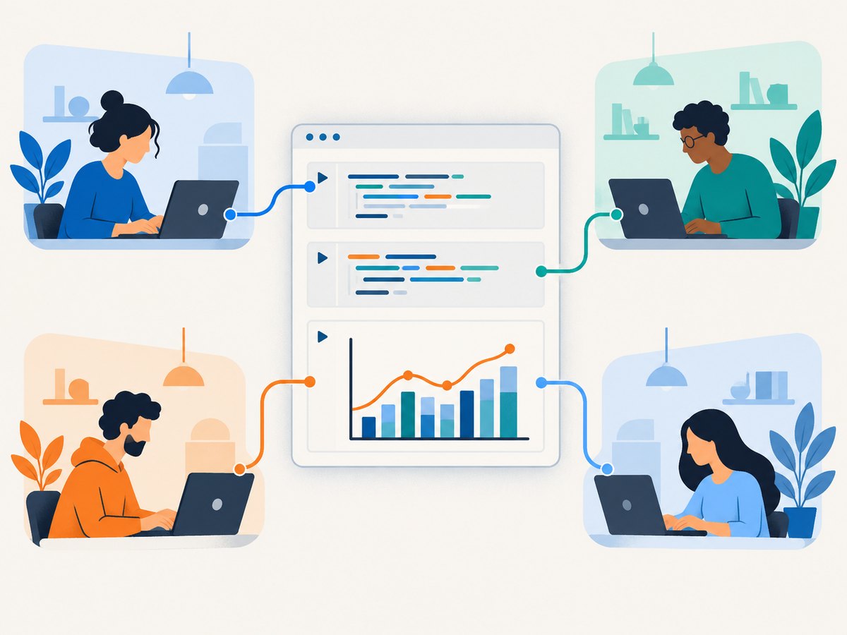 Real-time collaboration keeps edits, discussion and analysis in one shared notebook.