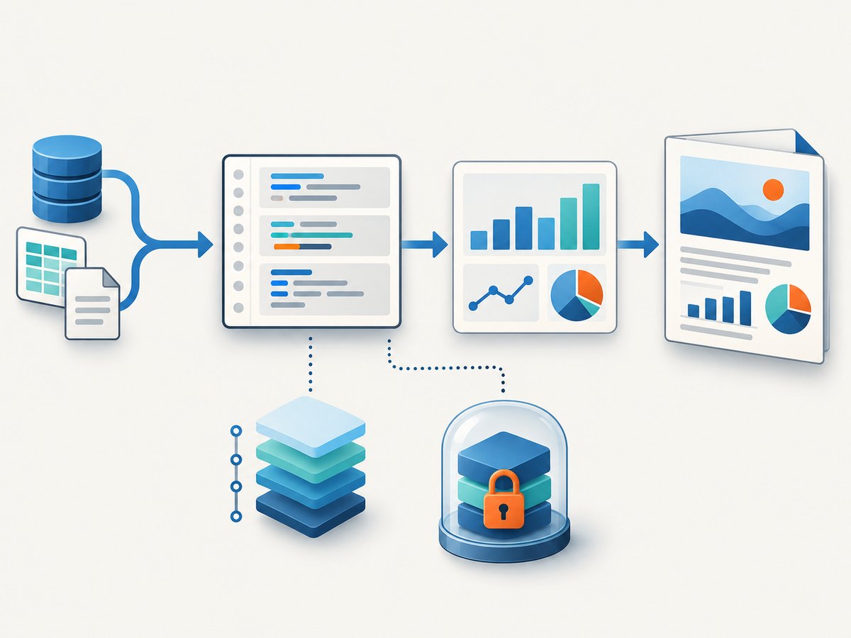 A reproducible workflow connects the notebook, its environment and its published result.