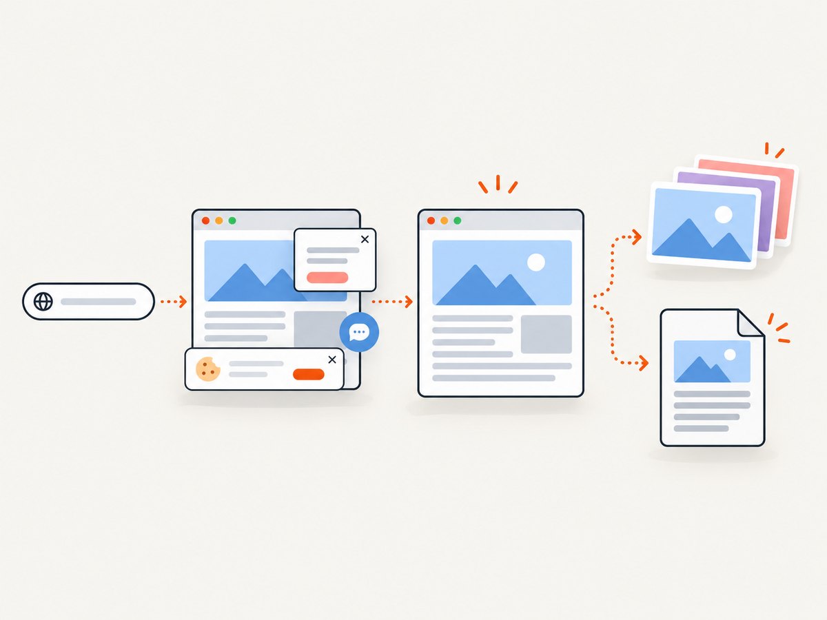 A screenshot workflow can clean the page before returning an image or PDF.