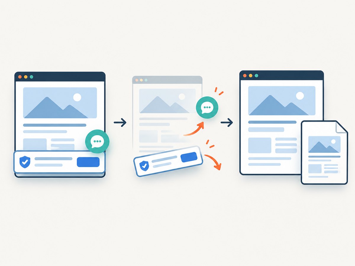 A clean capture workflow removes distracting overlays before producing an image or PDF.