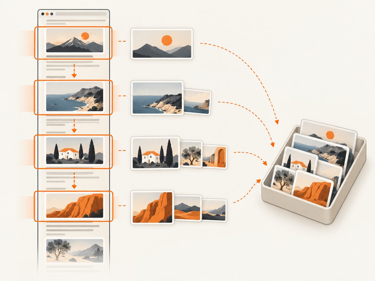 Scrolling lets lazy-loaded images appear so the extension can collect them.