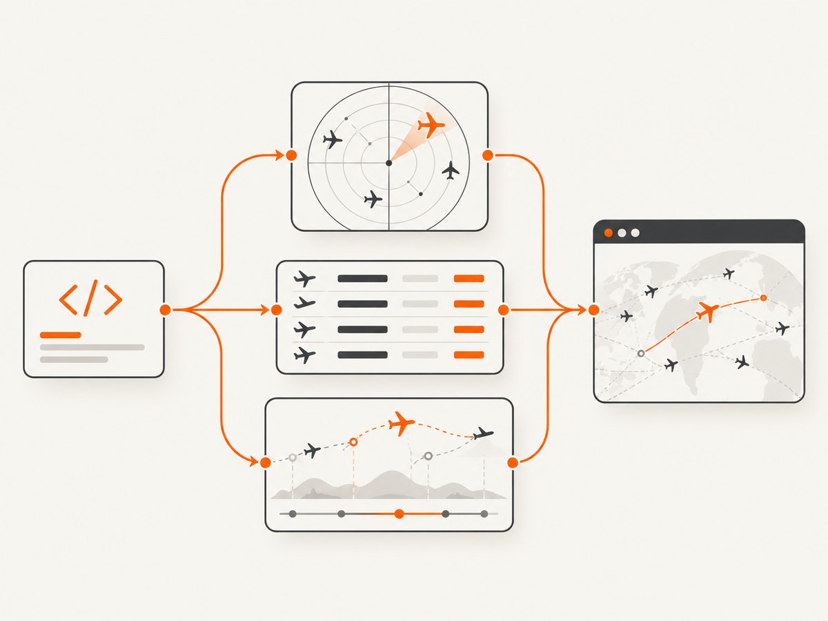 Flight positions, operational status, schedules, and history are separate data jobs.