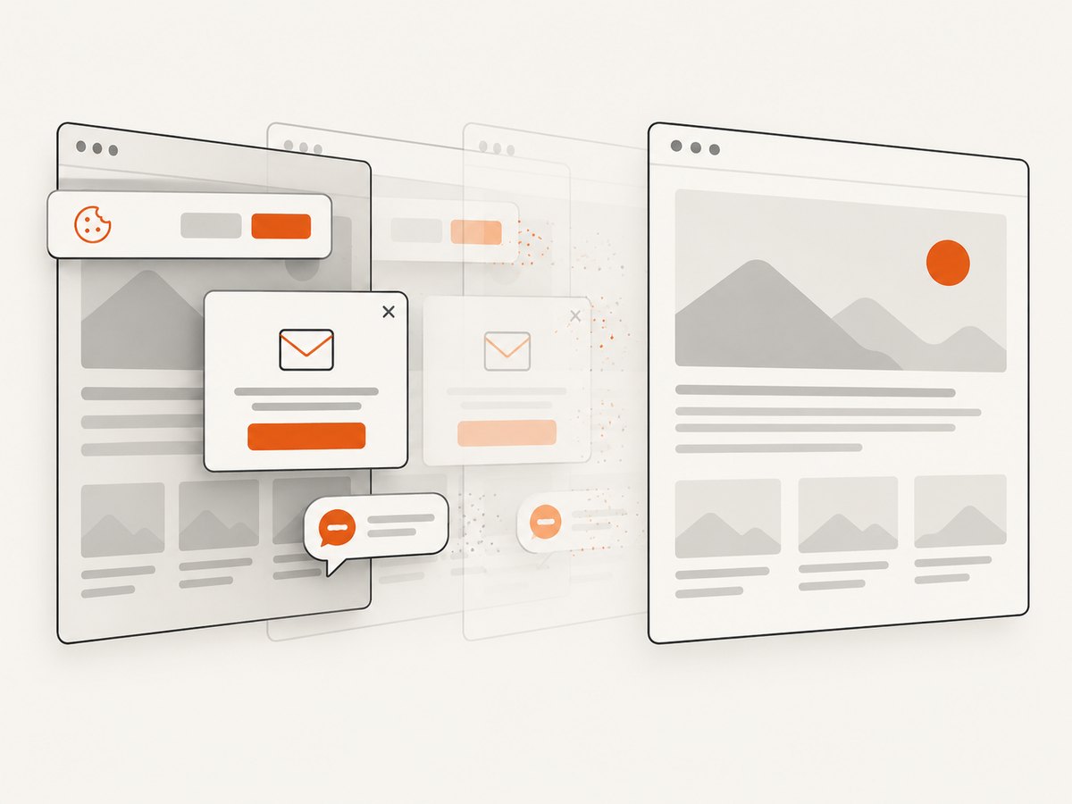 Removing page overlays before a repeatable website capture.