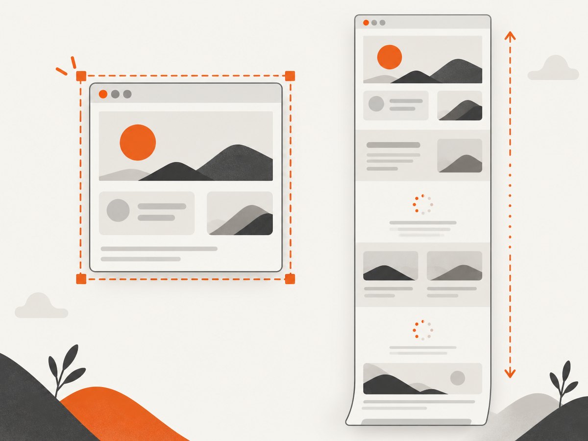 Choose a desktop snip for visible content and full-page capture for long web documents.