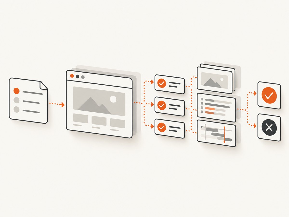 A functional test turns user actions into assertions and diagnostic artifacts.