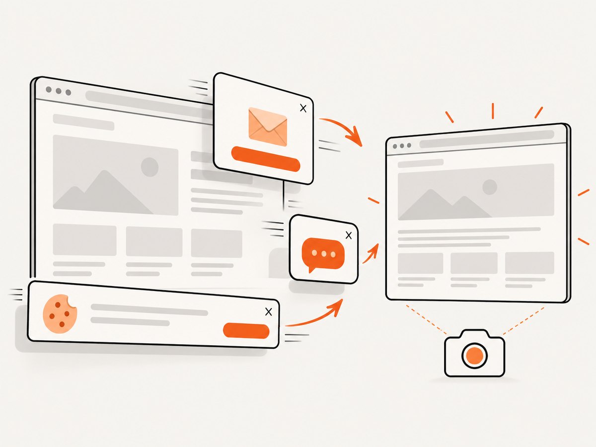 Consent overlays and distracting widgets can be handled before visual capture.