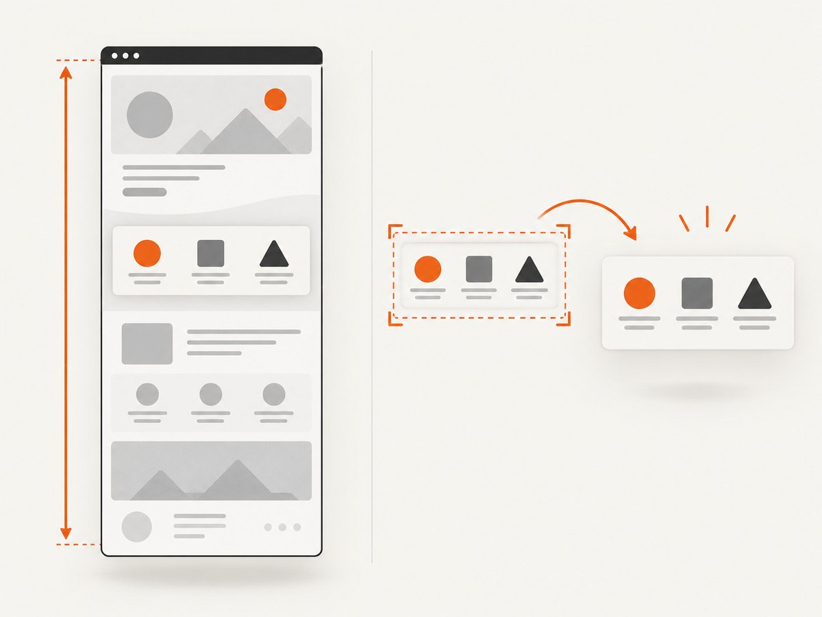 Choose full-page capture for complete documents and selector capture for precise components.