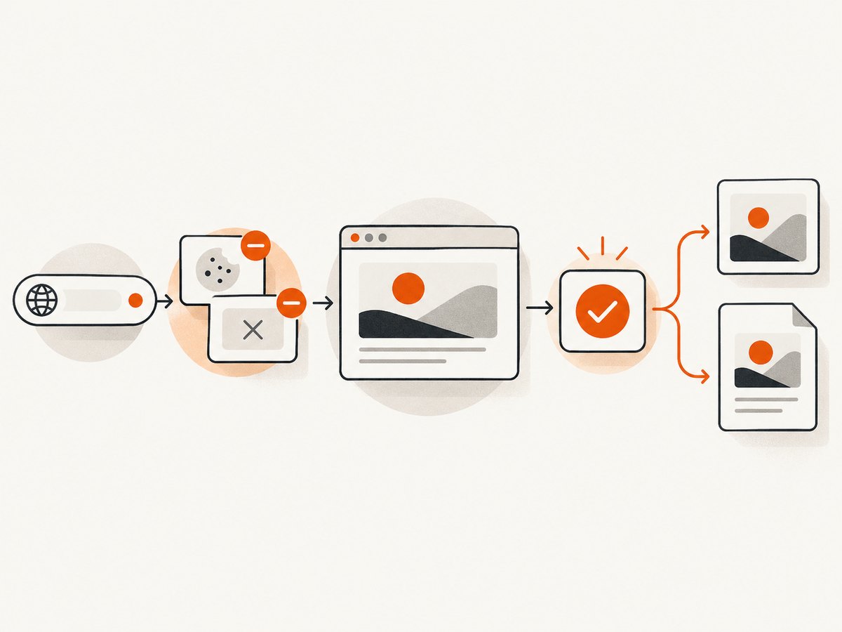 A screenshot workflow can remove common overlays before returning the final asset.