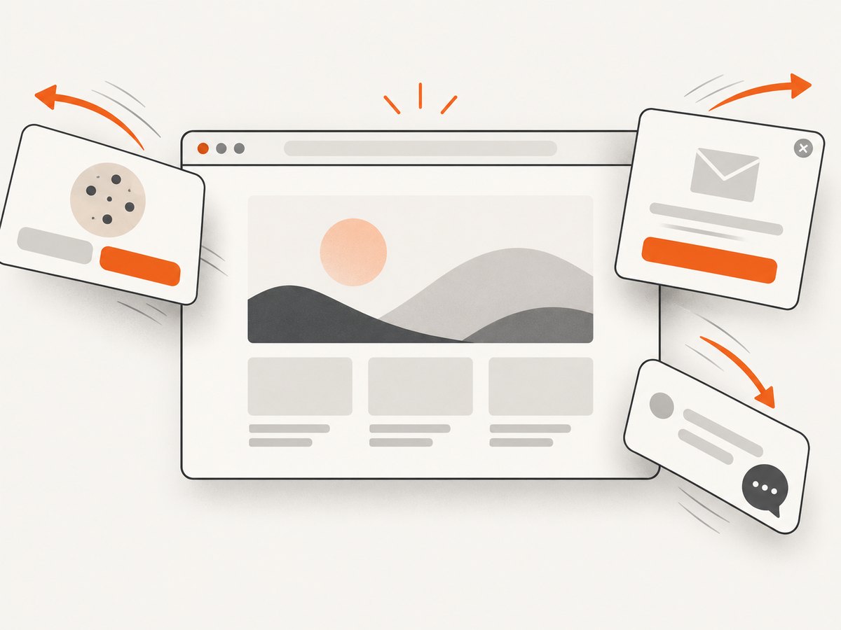 A managed screenshot capture can clear common overlays before it takes the page image.