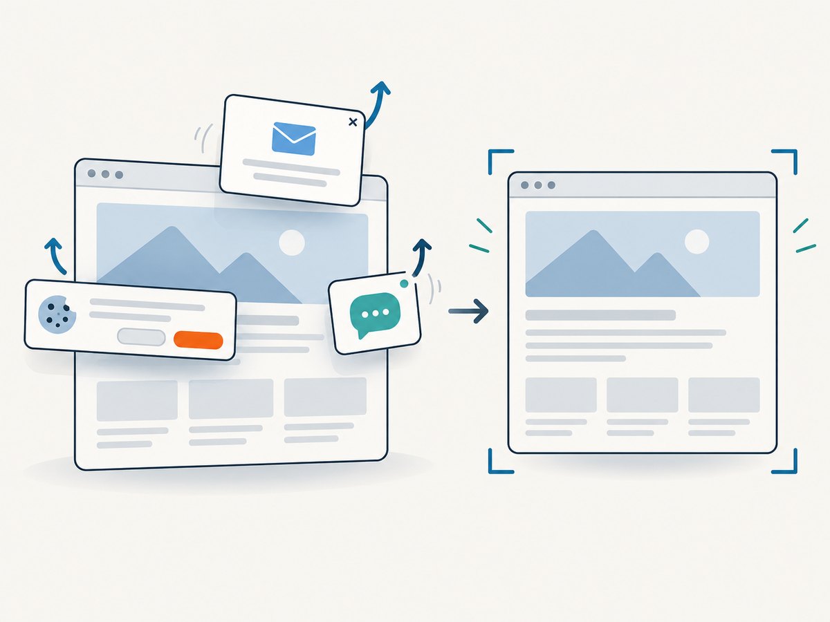 A screenshot service can handle capture and clean common overlays without an agent operating a browser session.