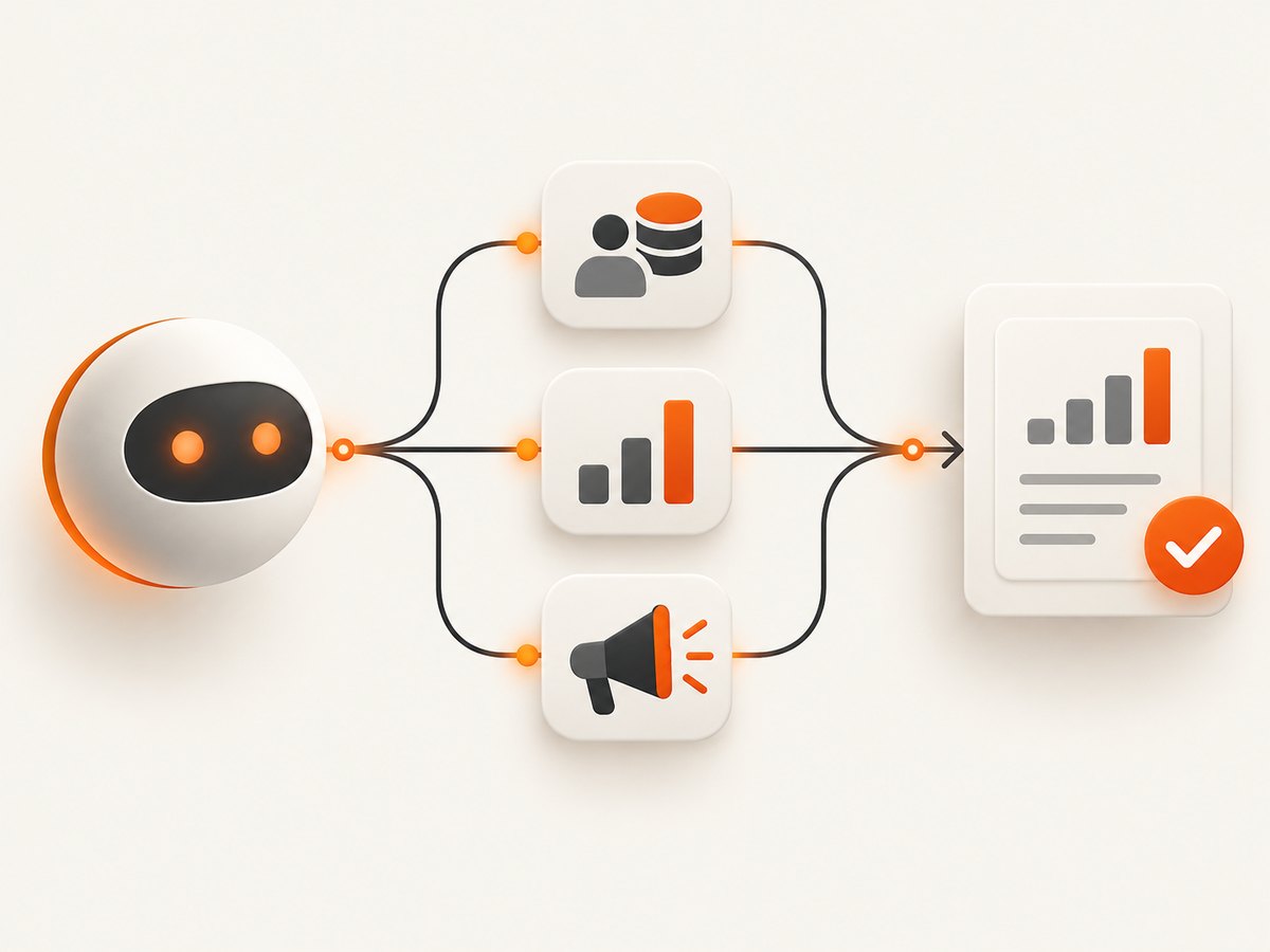 MCP connects an AI client to the marketing systems that hold the data and actions.