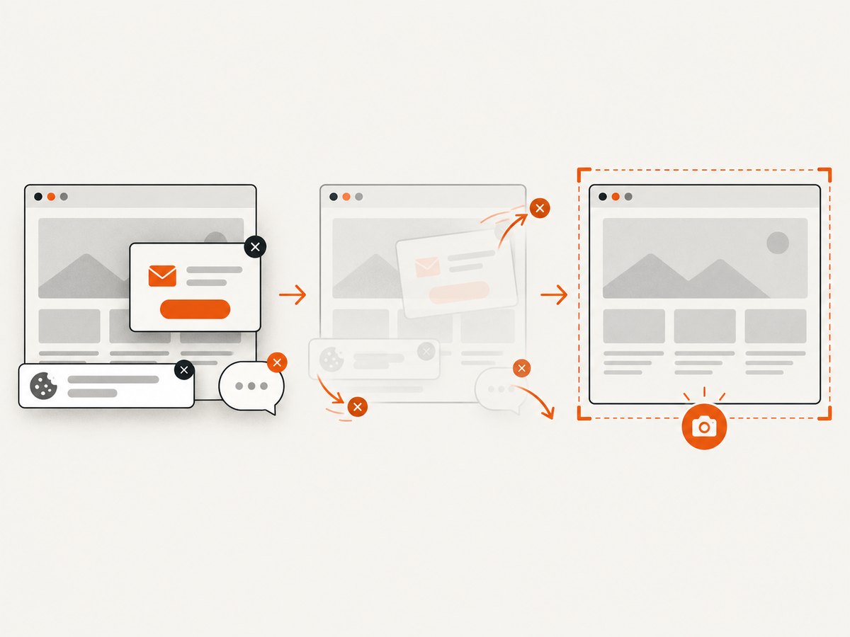 Browser capture may require handling overlays before the useful page can be saved.