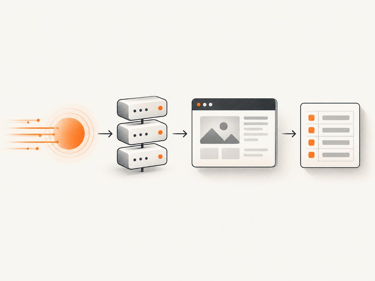 A fair comparison follows the complete path from request to usable record.