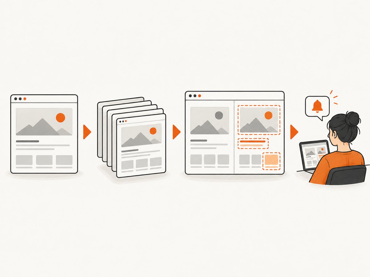 A screenshot is one stage in monitoring; baselines, comparisons, and review complete the workflow.