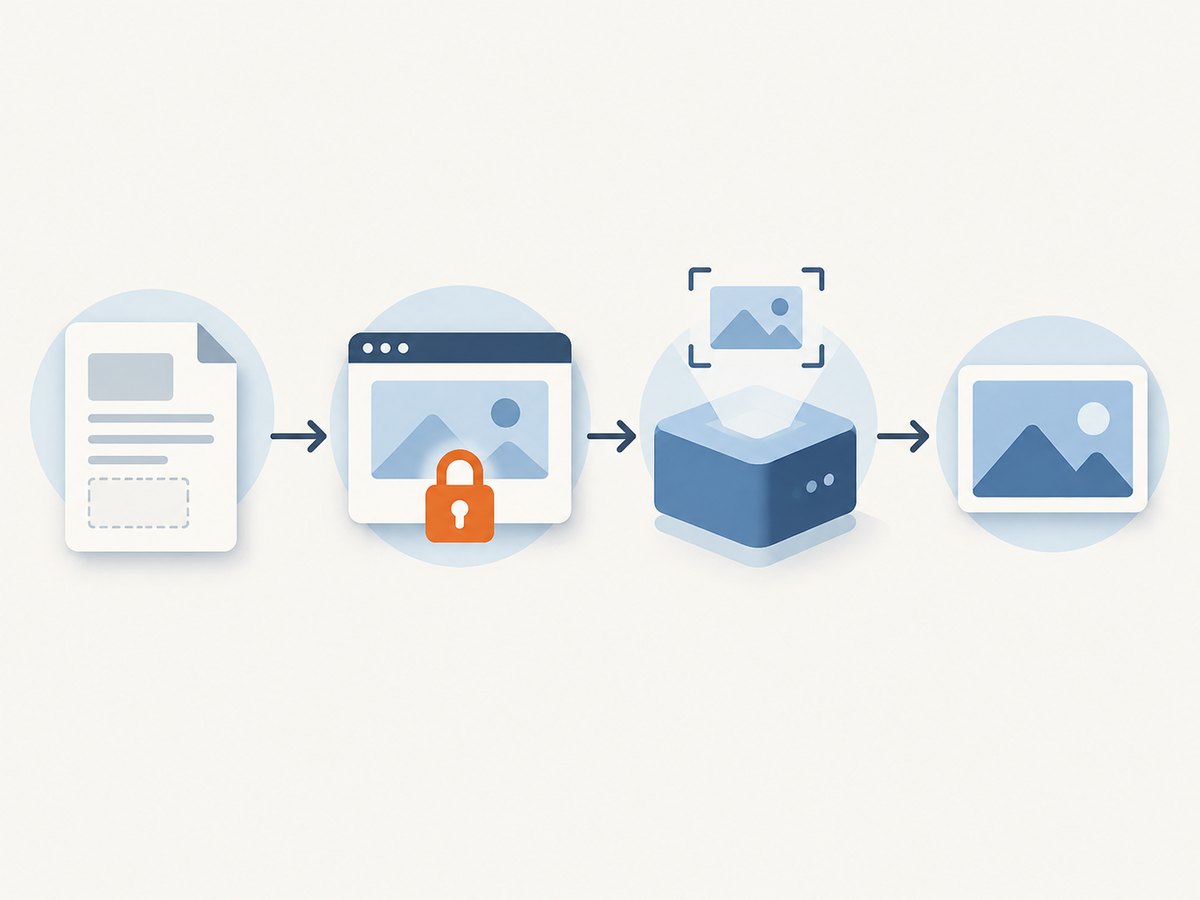 The CMS supplies draft content; the screenshot service renders the preview page.