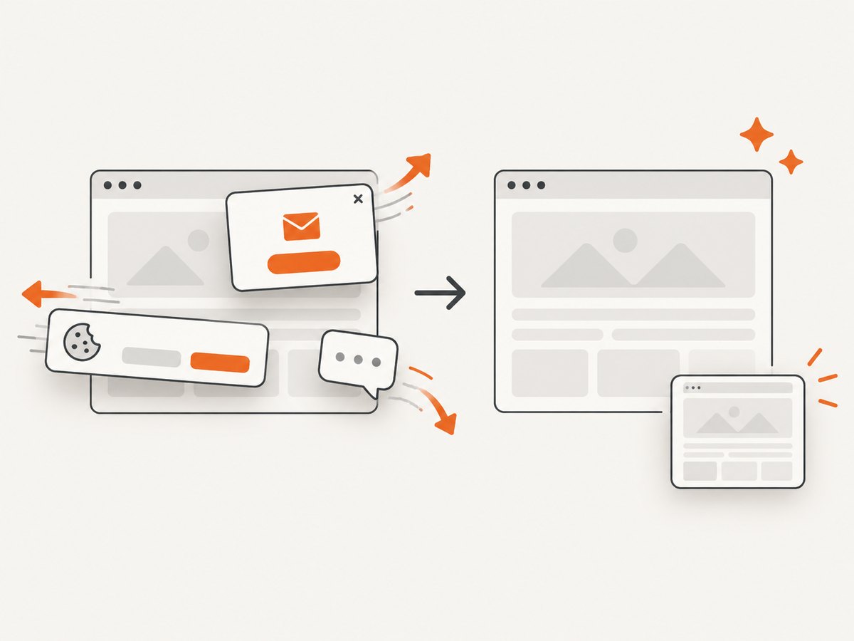 Consent and promotional overlays can obscure the content a portfolio preview is meant to show.