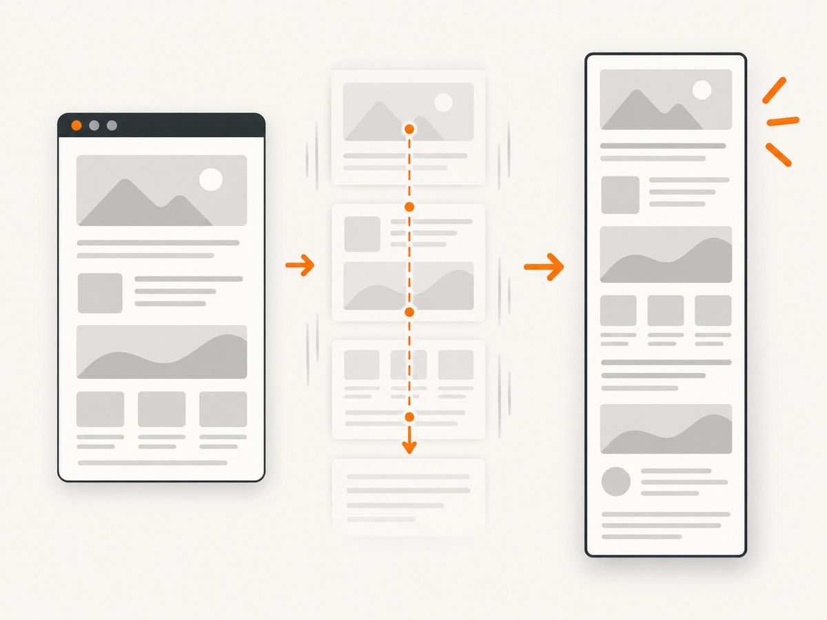 A scrolling capture tool collects overlapping viewport images and stitches them into one long result.