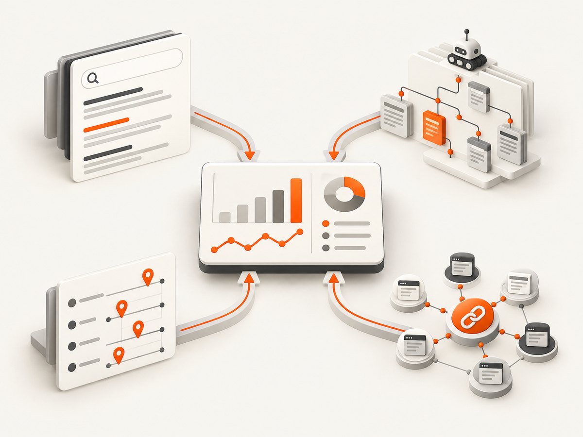 SEO monitoring combines several data sources, each answering a different question.